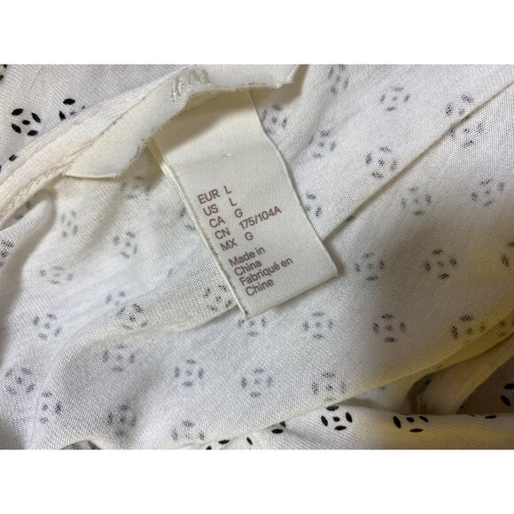 H&M Wrap Style Floral Pattern Top Size Large White & Black Boho Western‎ Casual - Picture 3 of 6